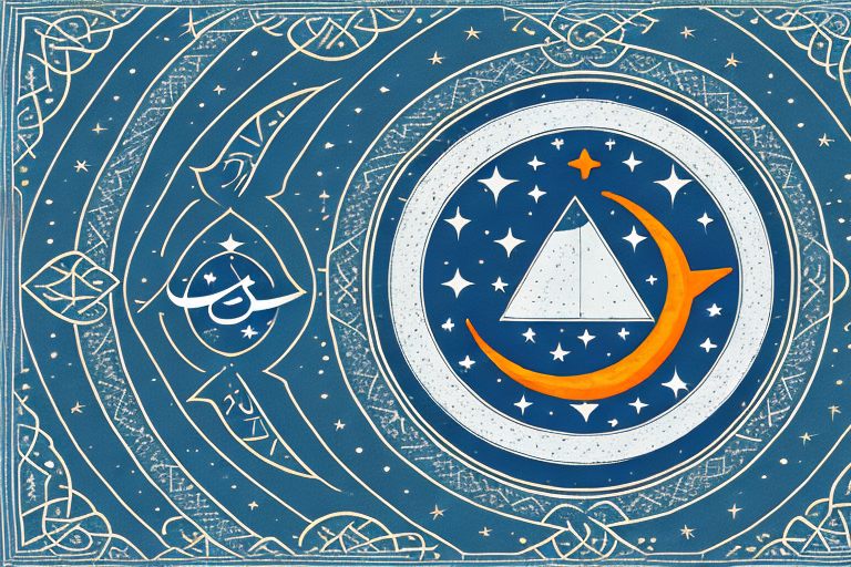 An amazon box on a prayer mat with a crescent moon and star in the background