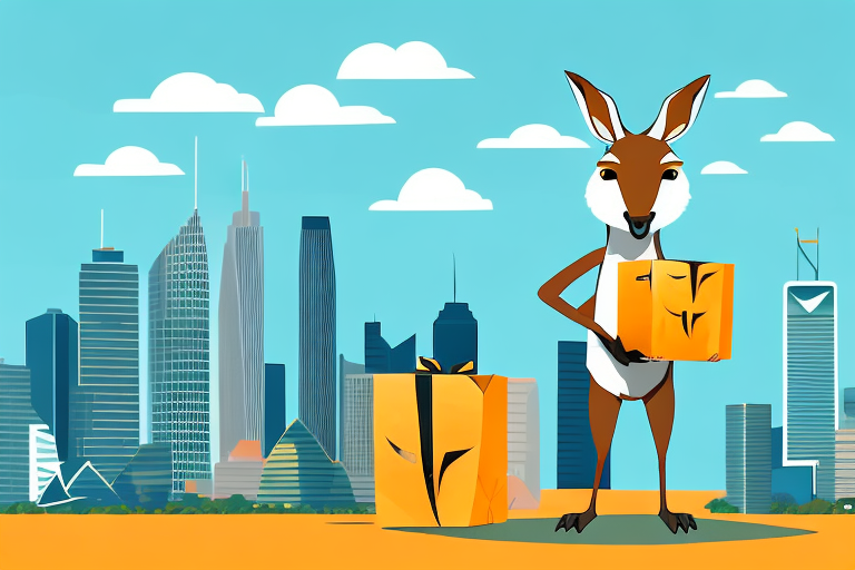 A kangaroo holding a box with the amazon arrow (not the logo)