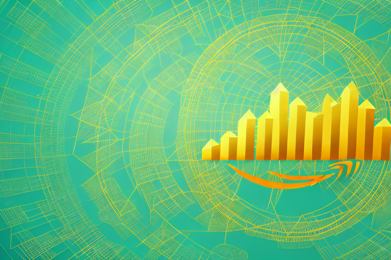 A golden stock market graph with an upward trend