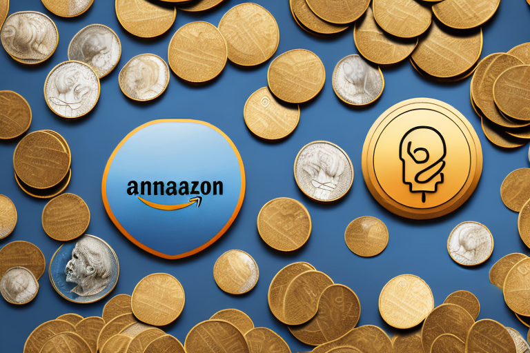 An audible app icon and amazon icon on a pile of gold coins