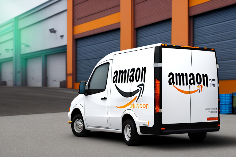 A delivery van adorned with amazon's signature color scheme