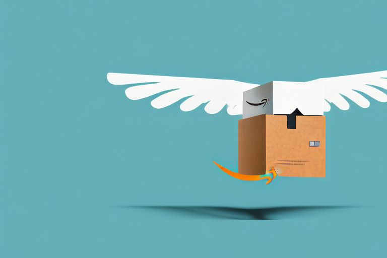 An amazon box with wings