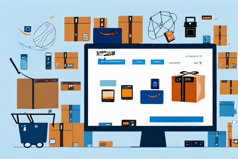 A computer screen showing a stylized amazon marketplace interface