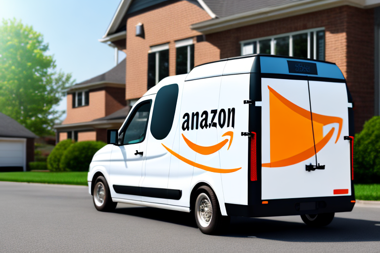 A delivery van with amazon-themed colors and designs