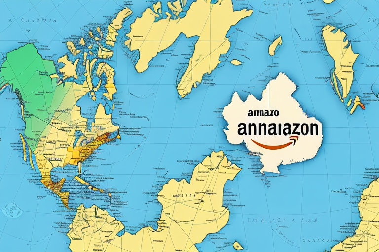 A map of canada with amazon boxes scattered across it