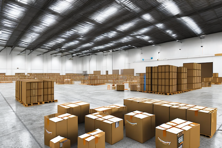 A warehouse with amazon boxes