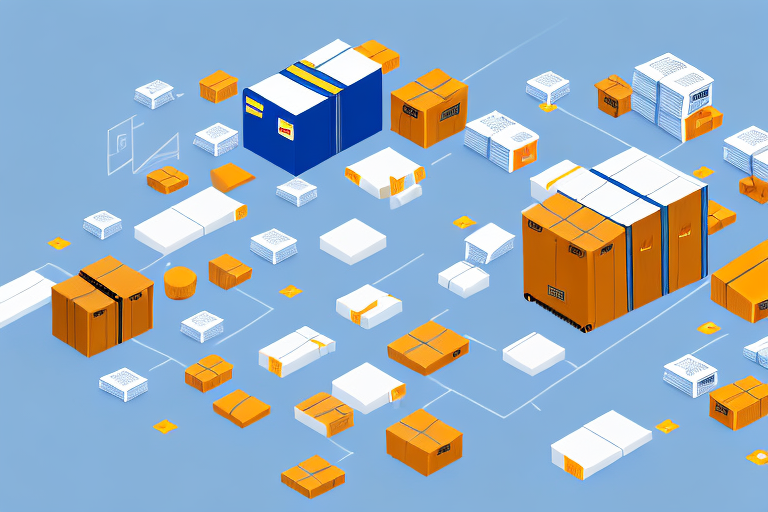 A warehouse filled with neatly organized boxes and a conveyor belt system