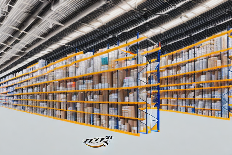 A warehouse with neatly organized shelves filled with various types of goods