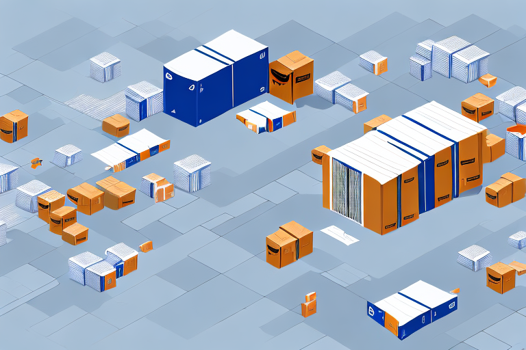 An amazon warehouse with boxes