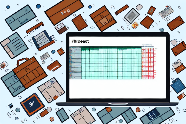 A laptop displaying a spreadsheet of inventory items