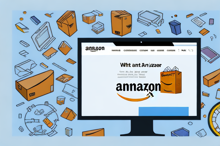 A computer screen showing an amazon seller account interface with various product images