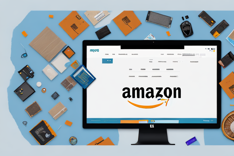 A computer screen displaying an amazon webpage with various product images and a bar at the top indicating the inventory limit