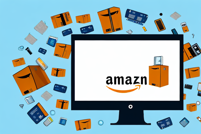 A computer screen displaying an amazon inventory page with various product icons