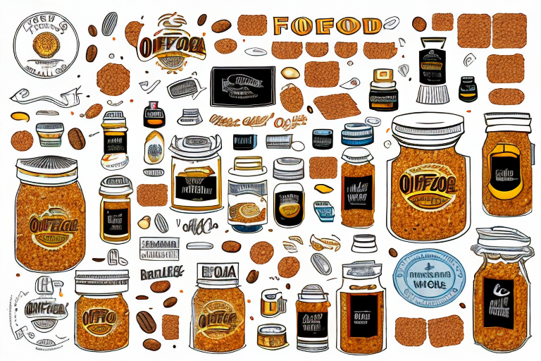 Various food products like a jar of honey