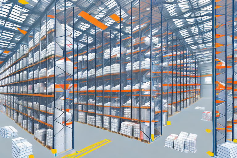 A warehouse with various packages and barcodes