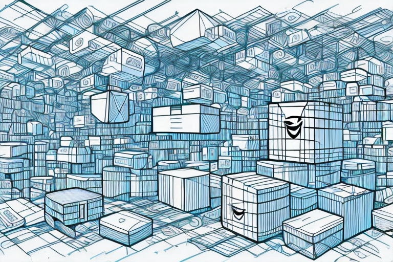 A complex network of conveyor belts and boxes