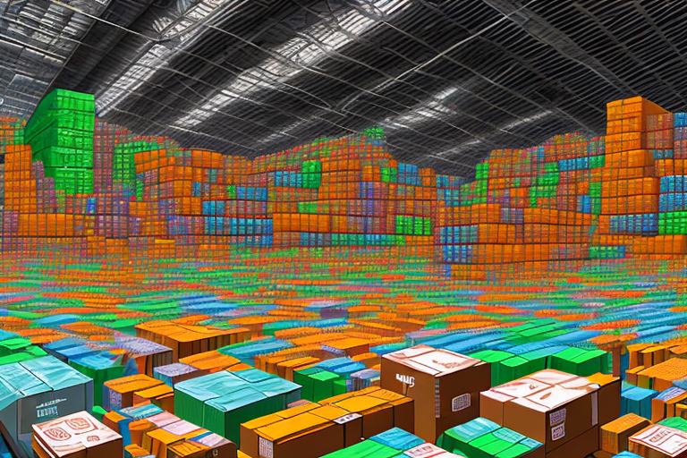 A warehouse with various boxes