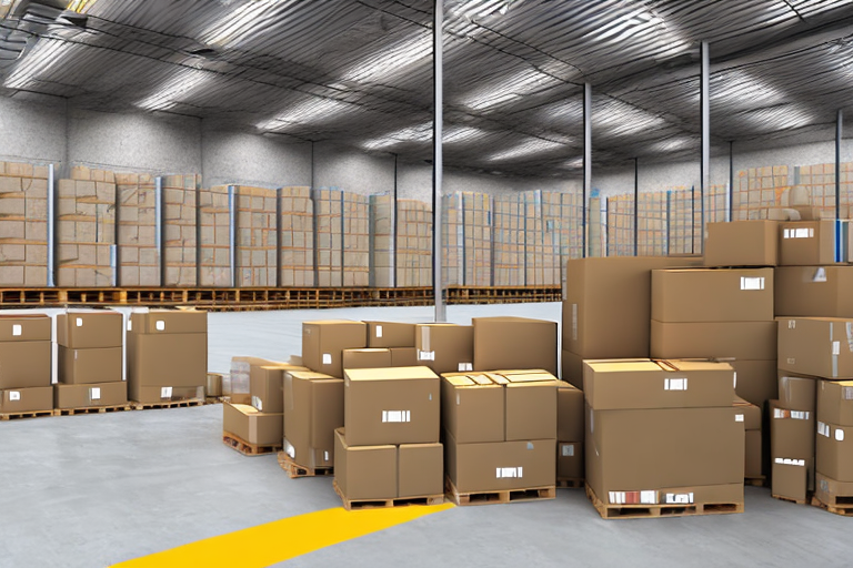 A warehouse with boxes