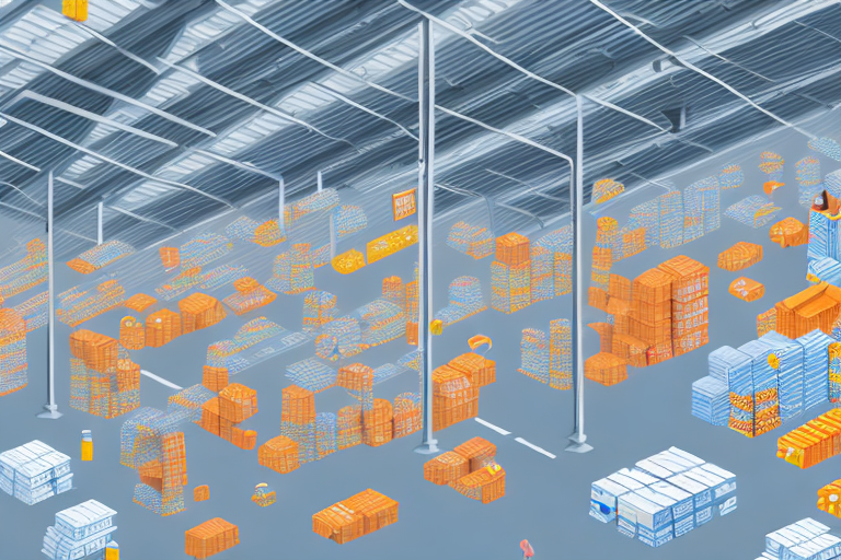 A detailed warehouse full of boxes