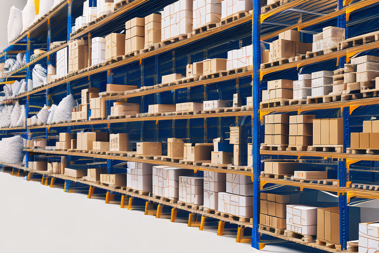 A diverse array of products neatly organized on warehouse shelves