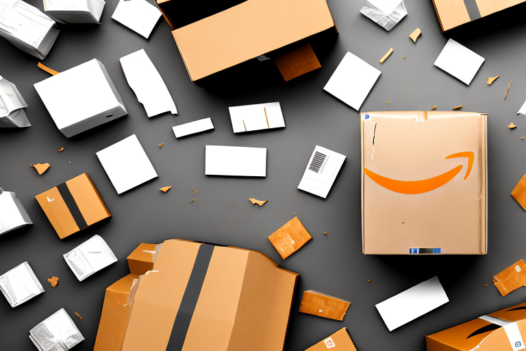 A damaged package with amazon branding elements