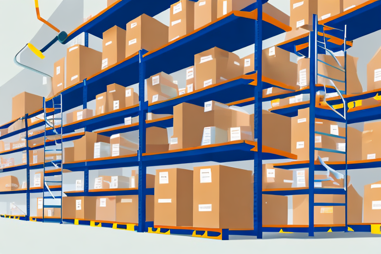 An amazon warehouse with towering shelves filled with various types of goods