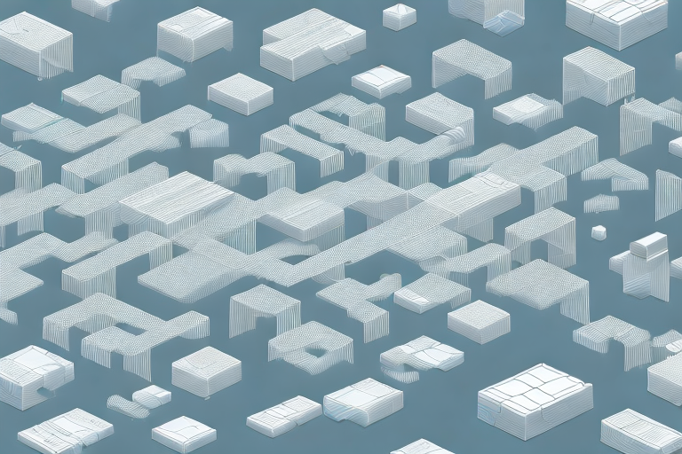 A complex network of interconnected boxes and conveyor belts