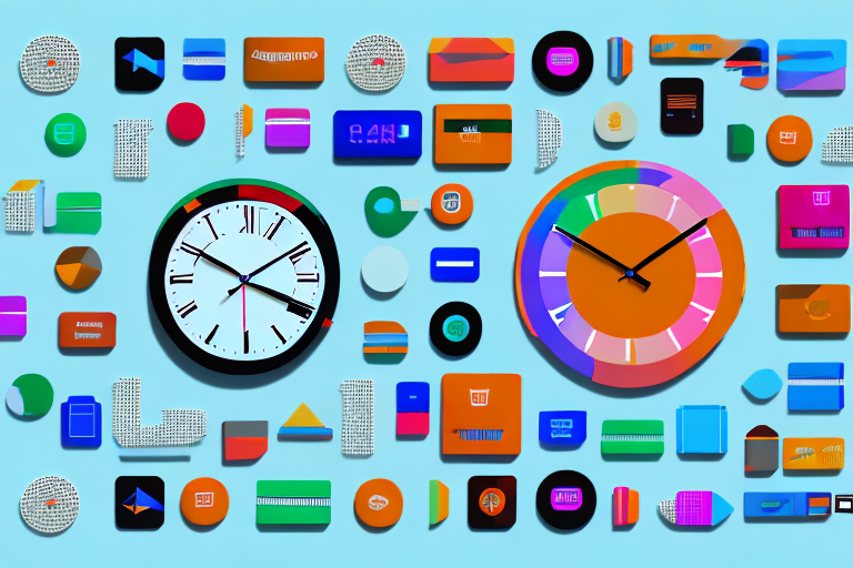 A digital clock divided into different color-coded sections