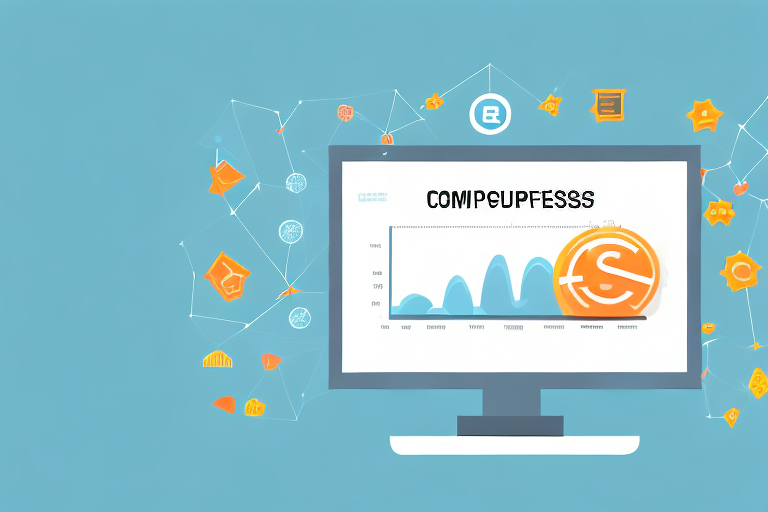 A computer screen displaying a graph indicating growth and success