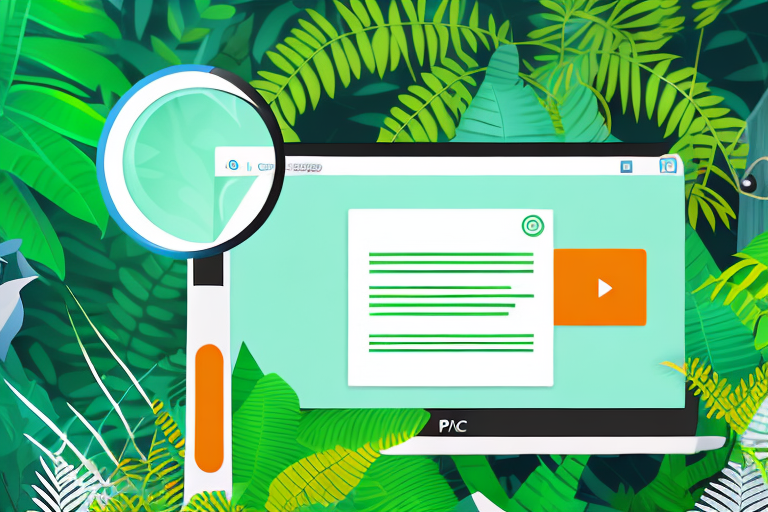 A magnifying glass over a stylized amazon jungle scene