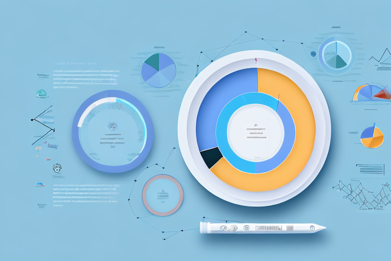 An amazon product surrounded by pie charts and graphs to represent the concept of acos (advertising cost of sales)