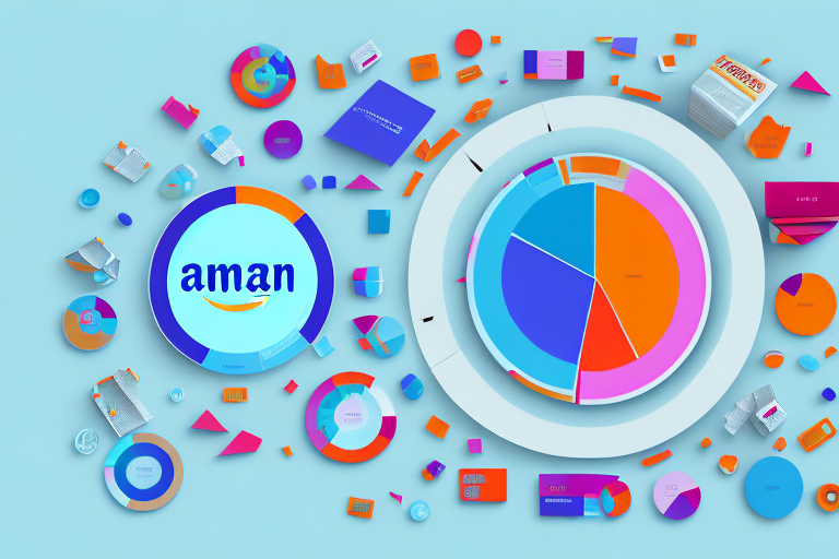 An amazon box with a stylized pie chart on it