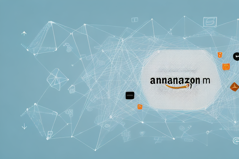 An abstract representation of amazon's platform with arrows and symbols indicating a flow of data