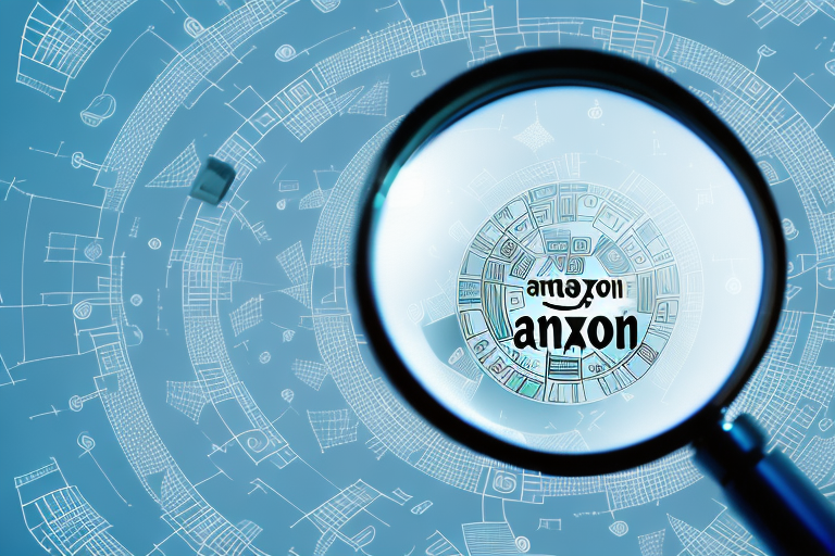 A magnifying glass focusing on a symbolic amazon package