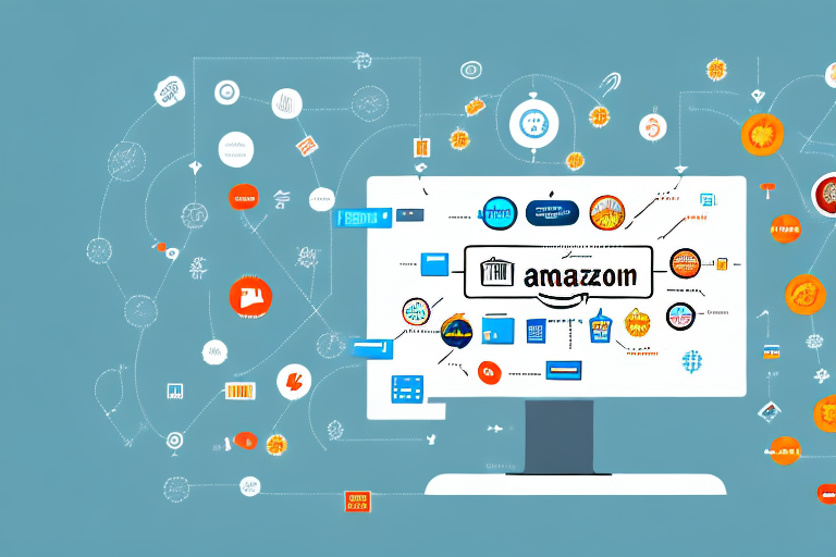 A computer screen displaying a complex flowchart that symbolizes the automated process of amazon ppc campaigns