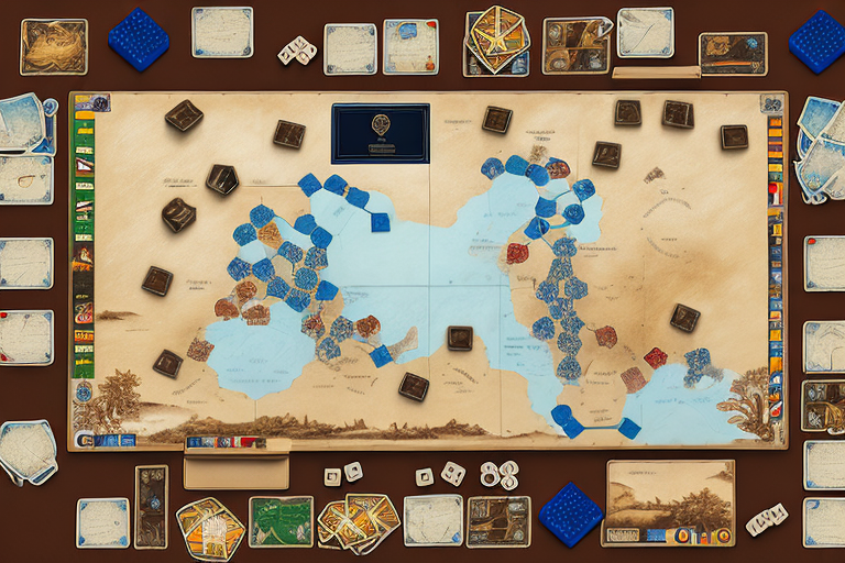 The board game "campaign for north africa" with its pieces and map