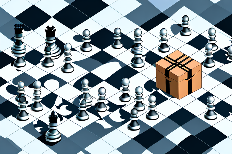 An amazon box on a chessboard