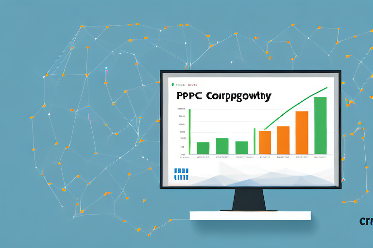 A computer displaying a graph showing the growth of a ppc campaign