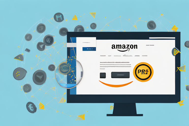 A computer screen showing a stylized amazon product page with a highlighted ppc (pay per click) ad