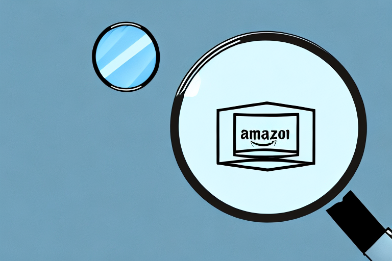 A magnifying glass hovering over an amazon package