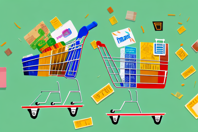 A shopping cart filled with various items