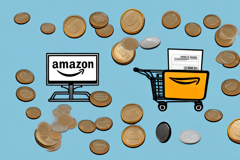 An amazon shopping cart filled with coins