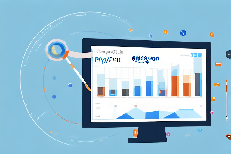 A computer screen displaying a bar chart indicating ppc (pay-per-click) performance on an amazon platform