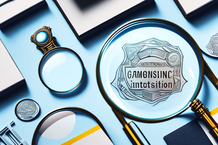 A magnifying glass hovering over a selection of stylized