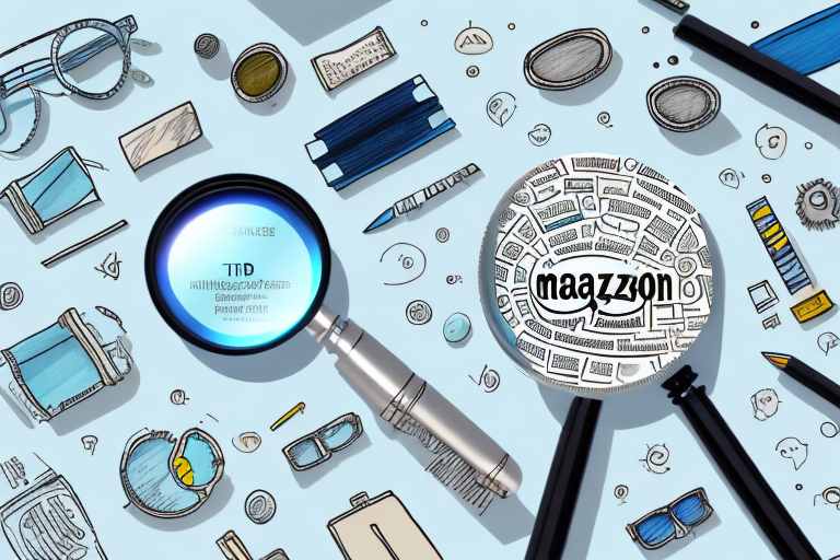 A magnifying glass over an array of different products