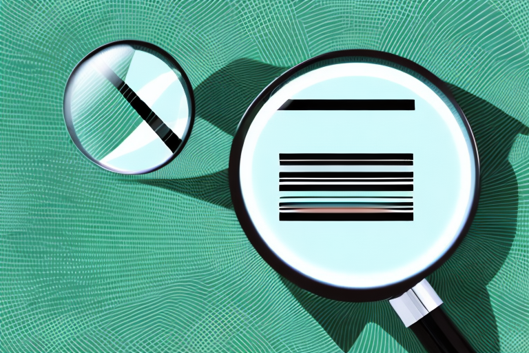 A magnifying glass focusing on a barcode (representing an asin) placed on a product box