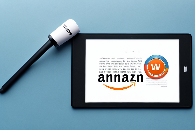 An amazon kindle surrounded by various marketing tools like a megaphone