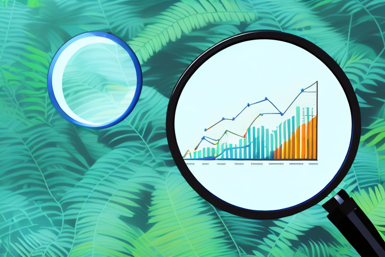 A magnifying glass focused on a computer screen displaying a graph of ppc bid optimization