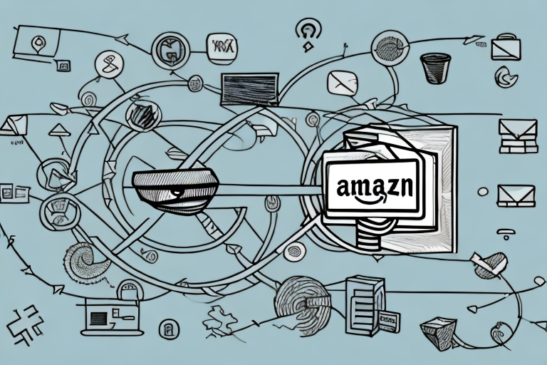 A symbolic representation of amazon marketplace with various products