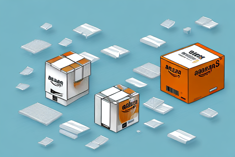 An amazon box and an alibaba box exchanging goods